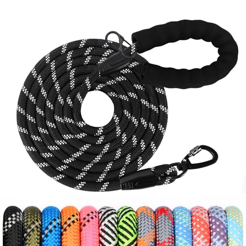 Longe pour Chien, 1,2M/ 1,5M/ 2M/ 3M/ 5M/ 10M/ 20M/ 30M Laisse de Dressage pour Chien, Long Laisse avec Poignée Rembourrée pour Petits, Moyens et Grands Chiens