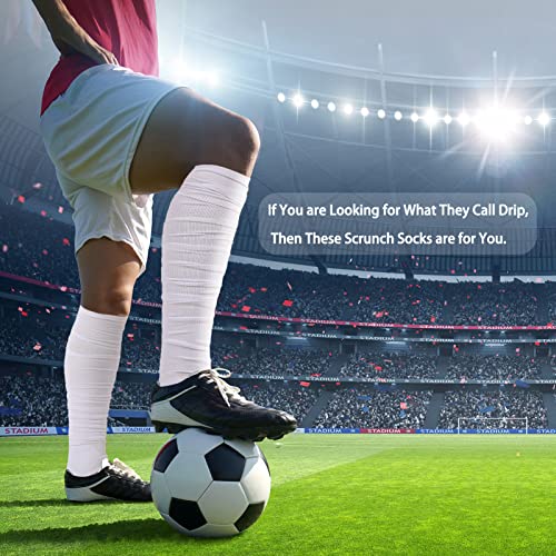 YYXR Football Socks Non Slip Extra Long Football Socks Men White Soccer Socks Knee High Scrunchie Athletic Compression Socks2