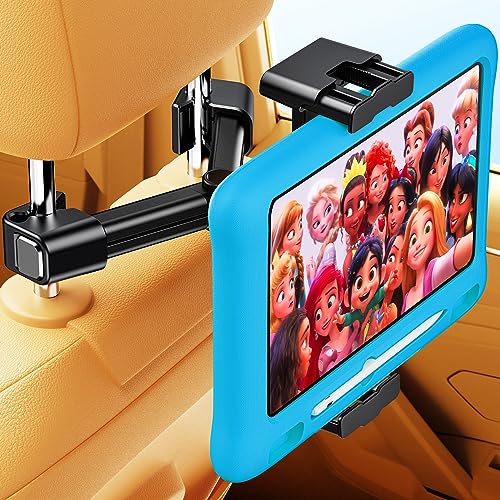 TAZENI Thick Case Tablet Holder for Car Mount Backseat Headrest Tablet Car Holder Mount - Car Fit Tablet Holder Back Seat Car Travel Road Trip Essentials Kids-Black