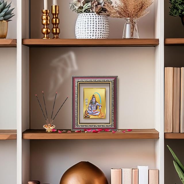 Image of DIVINITI Shiva 24K Gold Plated Foil Wall and Tabletop Photo Frame for Home Decor, Puja Room, Luxury Gifting | DG Frame 105 S1 (16x13.5 CM)