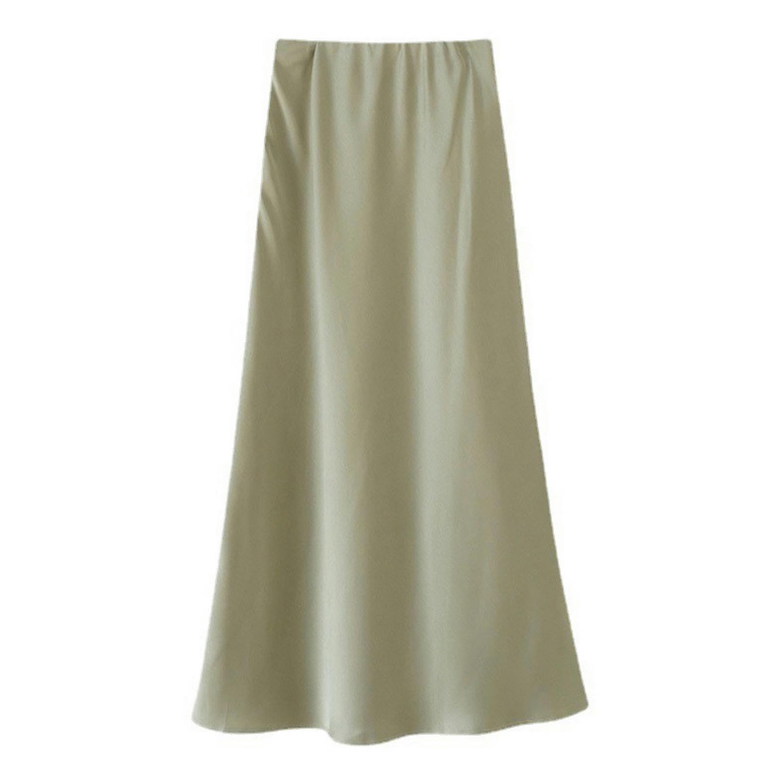 TEidea Satynowa spódnica damska, satynowa spódnica, elegancka, średniej długości, prosta biała spódnica, do biura, dla kobiet, wysoka talia, linia A