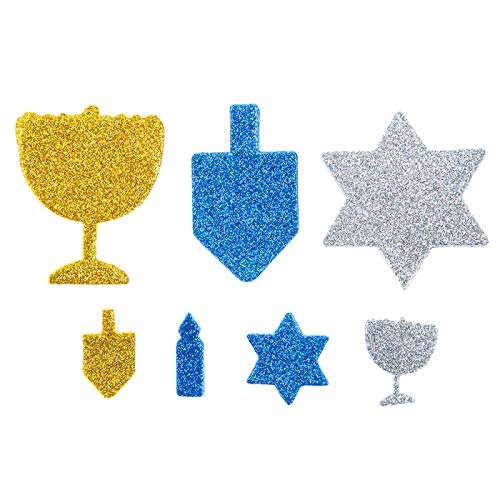 Hanukkah Glitter Foam Stickers Party Supplies 42 Count