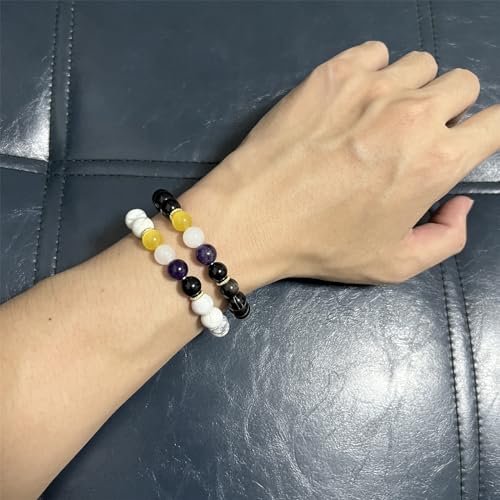 Pride Bracelets, Nonbinary Pride Bracelet for Nonbinary Pride Stuff Accessories Decoration Present (Real Natural Stone, Adjustable Size) 5