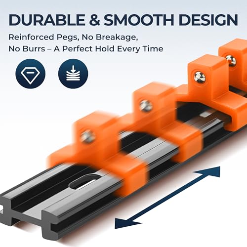 Image of Reniteco 9-Pack Socket Organizer Set, 1 /4 inch x 48 3 /8 inch x 45 1 /2 inch x 36 Clips | 129 Clip Capacity, Havy-Duty ABS Socket Rails, Removable Clips, Drive Socket Storage, Toolbox Drawer or Wall Mount