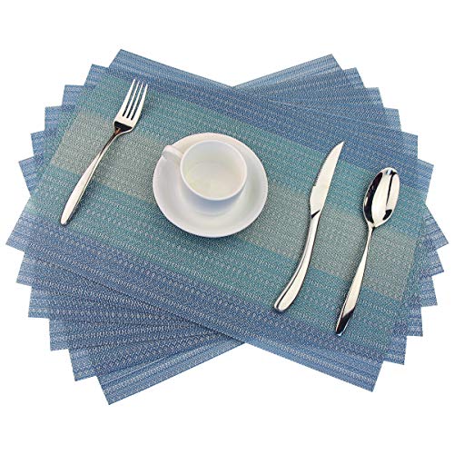 PIGCHCY Placemat,Washable Woven Non-Slip Insulation Durable Placemat Vinyl Table Mat Set of 6 (6pcs Placemats, Coastal Blue) by PIGCHCY - Used condition - Image 6