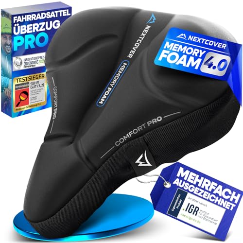 NEXTCOVER® Fahrradsattel Überzug CoverPro mit [Memory Foam 4.0] - Ergonomischer Gel Sattelbezug Fahrrad - Sattelüberzug gepolstert I Fahrradsitz Polster für Damen & Herren City