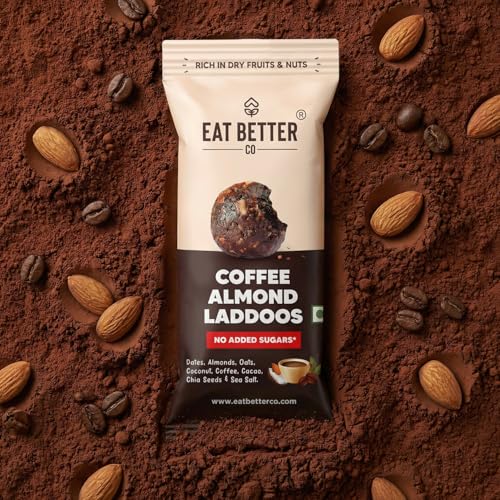 Image of Coffee & Almond - Sugar-Free Laddoos | High Protein & Instant Energy | 95% Dry-Fruits - Healthy Chocolate - No Added Sugar | Healthy Snacks | Energy-Bar Replacement (Pack of 4-40gm)