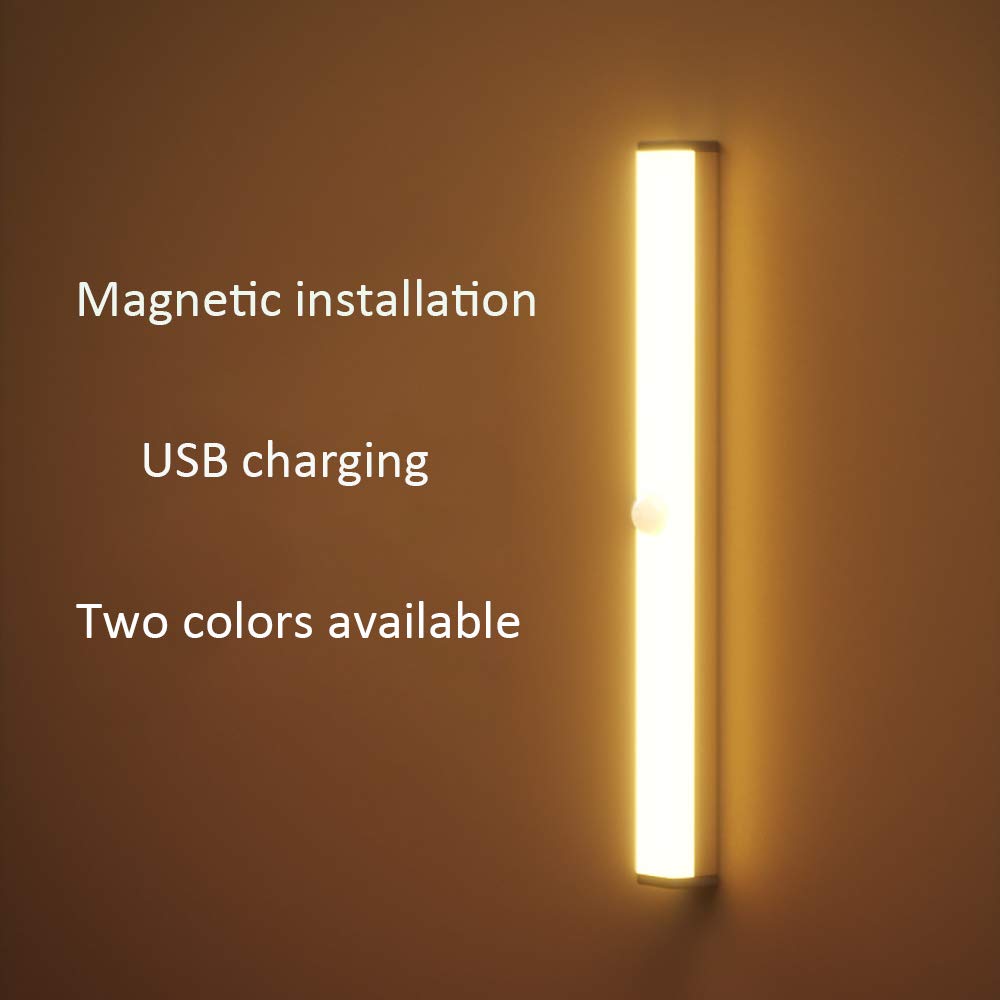 La luz del Sensor, Armario de luz, LED portátil Noche la luz, Debajo del gabinete, Blanco cálido, Seguro Recargable Luces Wireless Stick-On, magnético, 2-Pack,White Light,5