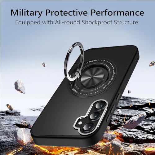 Image of KARWAN️360 Degree Stand with Mag-Safe Case with N52 Strong Magnets Mag-Safe Phone case Cover for Samsung Galaxy S24 Plus || Mobile Back Cover for Samsung Galaxy S24 Plus || Black