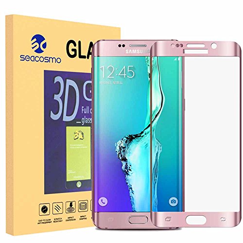 Galaxy S6 Edge Plus Screen Protector, Seacosmo Tempered Glass Screen Protector Cover [ 3D Curved Full Coverage ] For Samsung Galaxy S6 Edge Plus, Rose Gold