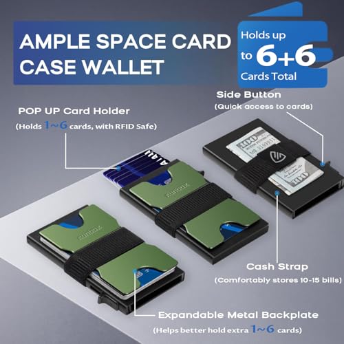 Image of RUNBOX Slim Wallet for Men, RFID Aluminum Pop-Up Card Holder for 12 Cards