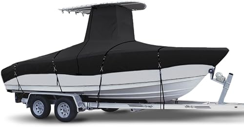 Cubierta para lancha remolcable en T de grado marino 900D, resistente a la decoloración y al desgarro, resistente al agua y a los rayos UV (negro,