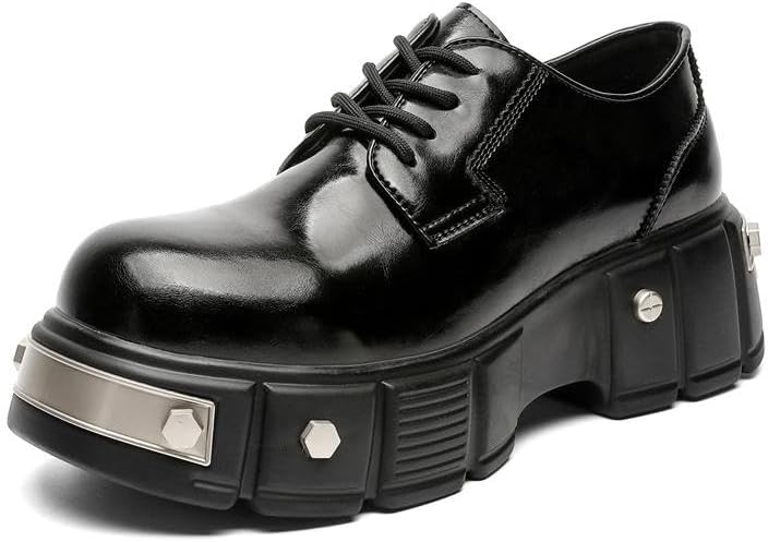 [SIVOVER] メンズ 厚底 ソールドシューズ デルビー ビジネスシューズ フォーマルシューズ 革靴 プラットフォーム 大きめサ