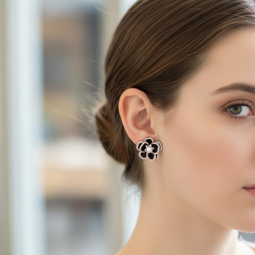 18K Gold Plated Clover Pearl Earrings for Women, Crystal-Acceented Lucky Dangle Studs, Simple Jewelry Gift