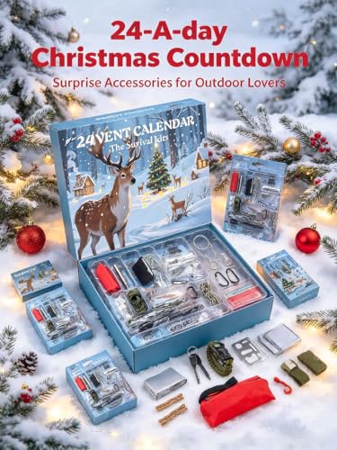 ChayWillow Advent Calendar Outdoor Survival Kit for Men | Christmas Countdown, 24 Daily Surprises, Camping & Hiking, Includes Fire Starter, Paracord & Carabiners - image 3