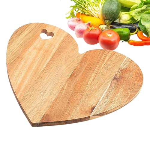 Tabla de cortar en forma de corazón - Bandeja de pan de madera de queso rústico | de puerto decorativo San, pantalla de aperitivos para ocasiones especiales, tablón de anuncios para la presentación
