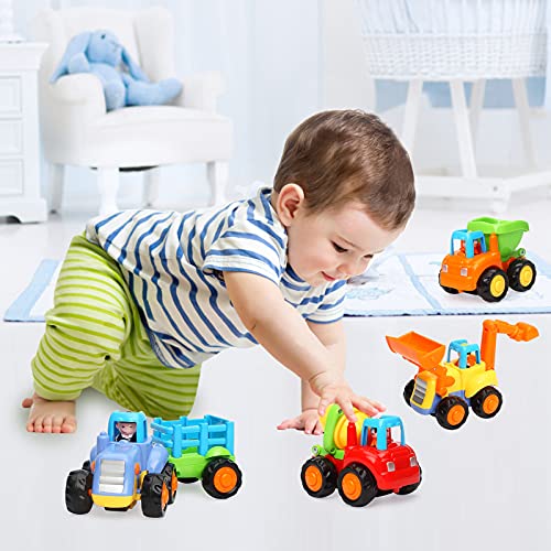 TINOTEEN Baby Spielzeugauto Spielsachen Baufahrzeuge Push and Go Reibungsgetriebenes Auto Spielzeug für 1 2 3 Jahr Kinder Kleinkinder