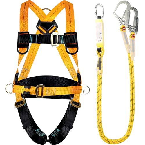 Klettergurt Herren, Ganzkörpergurte Absturzsicherungsset, Tragfähigkeit 100 Kg Absturzsicherungsausrüstung, Es eignet Sich zum Bergsteigen, Arbeiten in Großen Höhen