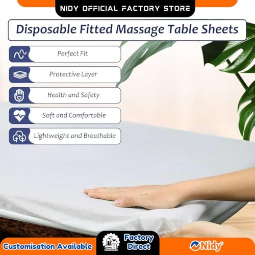 Image of NIDY Disposable Fitted Massage Table Sheets Pack of 10 | White Bed Cover