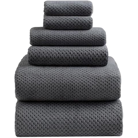 HVMS Oversized Bath Towels Extra Large 40x80 Inches Bath Sheets for Adults Super Soft Quick Dry Highly Absobent Microfiber Shower Towels (6 Piece,Charcoal)… Cover