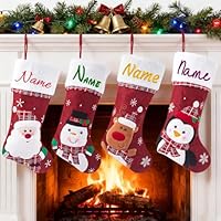 Personalized Christmas Stockings with Name – Large Customized Christmas Stockings 18.8 Inch Embroidered Holiday Stockings for Family Fireplace Mantel Decoration