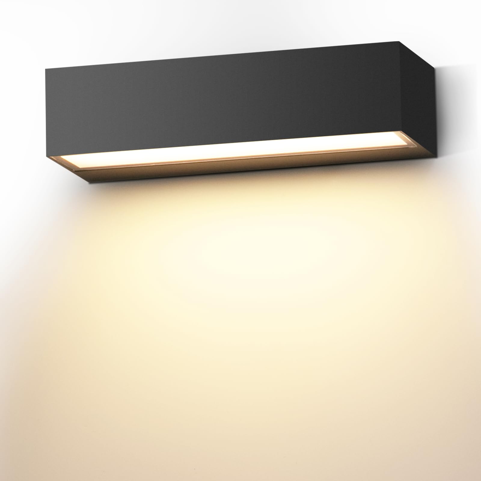 12W Applique da Parete Esterno/Interno 3000K Bianco Caldo Nero Applique Esterno IP65 Impermeabile Lampade da Parete (20Cm)