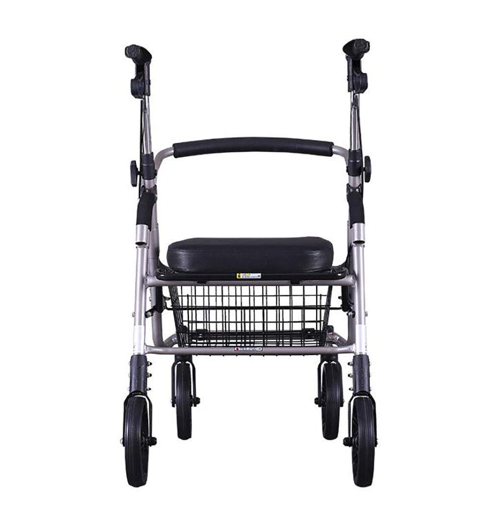 Zusammenklappbarer Walker-Einkaufswagen, leichtes Vierrad mit gepolstertem Sitz, ergonomischen Griffen und Einkaufskorb