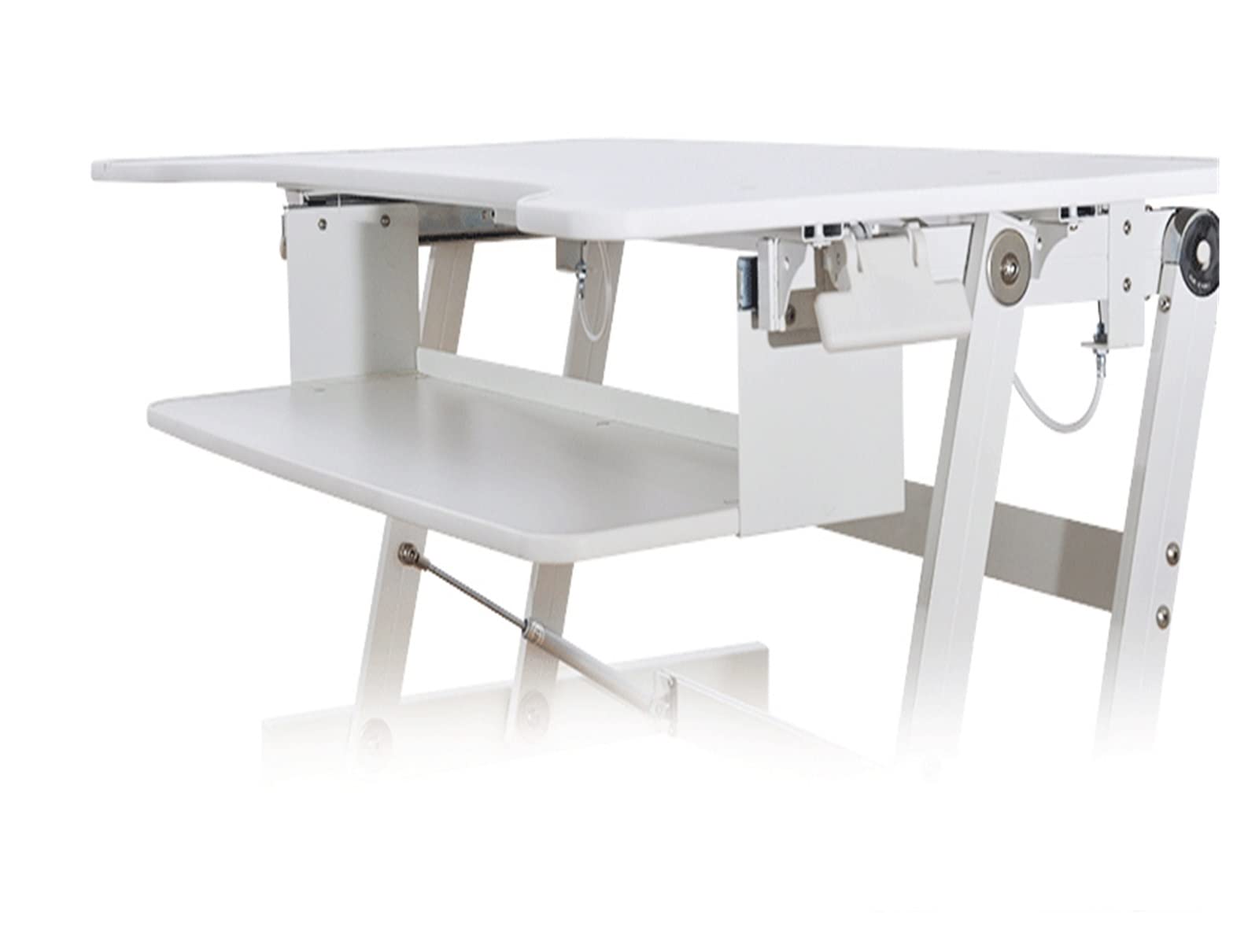 Height Adjustable Sit Stand Desk Riser with Handle Foldable Laptop Desk Notebook Monitor Holder Stand with Keyboard Tray