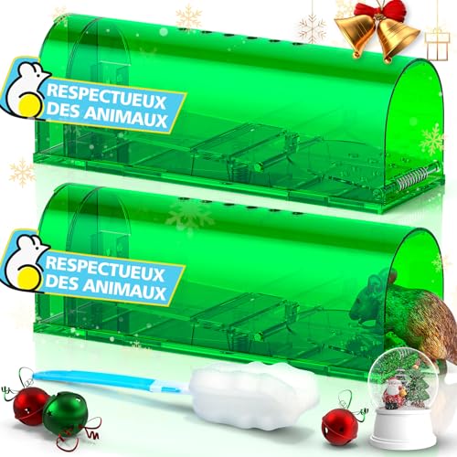 TAKRINK 2Pcs Trampa para Ratones Altamente Sensible Trampas Interiores Sin Matar Ratonera Rata Viva Reutilizable con Orificio de Aire Sin Mecanismo de Liberación Táctil para Cocina Jardín Ático