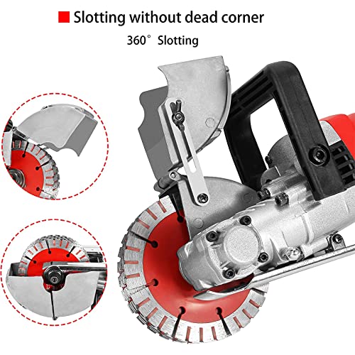 Huanyu 360° Electric Wall Chaser 121mm Blade Industrial Wall Groove Cutting Machine 4000W Cutter Notcher 7500 RPM Groover with Max Slotting Depth 36mm & Width 32mm for Brick Granite Marble Tile 4 Huanyu 360° Electric Wall Chaser 121mm Blade Industrial Wall Groove Cutting Machine 4000W Cutter Notcher 7500 RPM Groover with Max Slotting Depth 36mm & Width 32mm for Brick Granite Marble Tile - Image 4