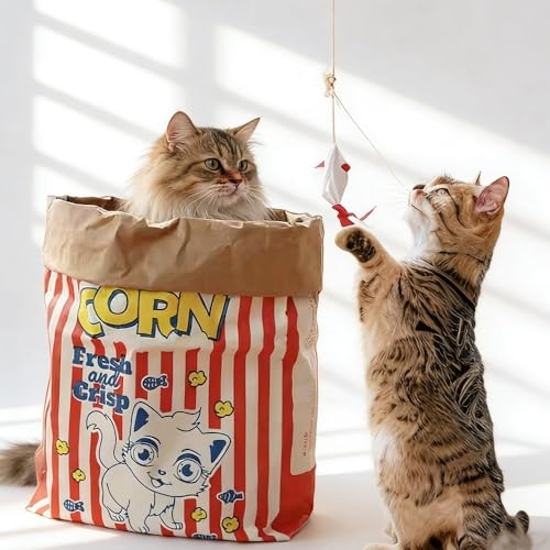Cat Crinkle Bag Toy Giant Paper Bag Tunnel for Indoor Cats Collapsible 29.53 * 13.78inch Interactive Hideaway with Crinkle Sound for Kittens Rabbits Ferrets