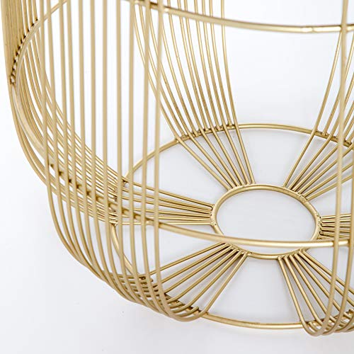 Finch Maxwell Gold Metal Side Small Round Accent Drum End Table For Living Room Or Bedroom Fully Assembled Solid Wood Top #TOP5