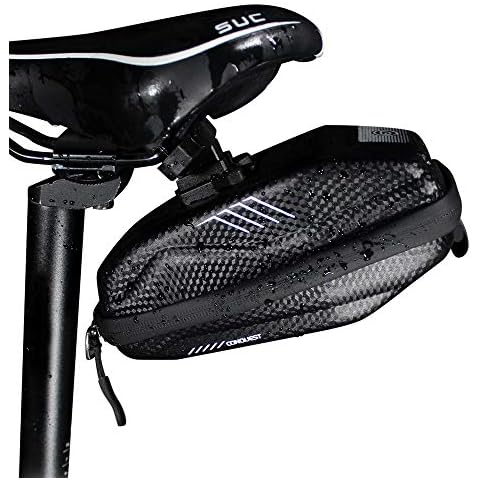 Bike Saddle Bag, Waterproof Bike Under Seat Pack Rear Bag Pannier Storage Bag Mountain Road MTB Bicycle EVA PU Saddle Bag, Bicycle Repair Tools Pocket Pack Cycling Pouch with Reflective Stripe Cover