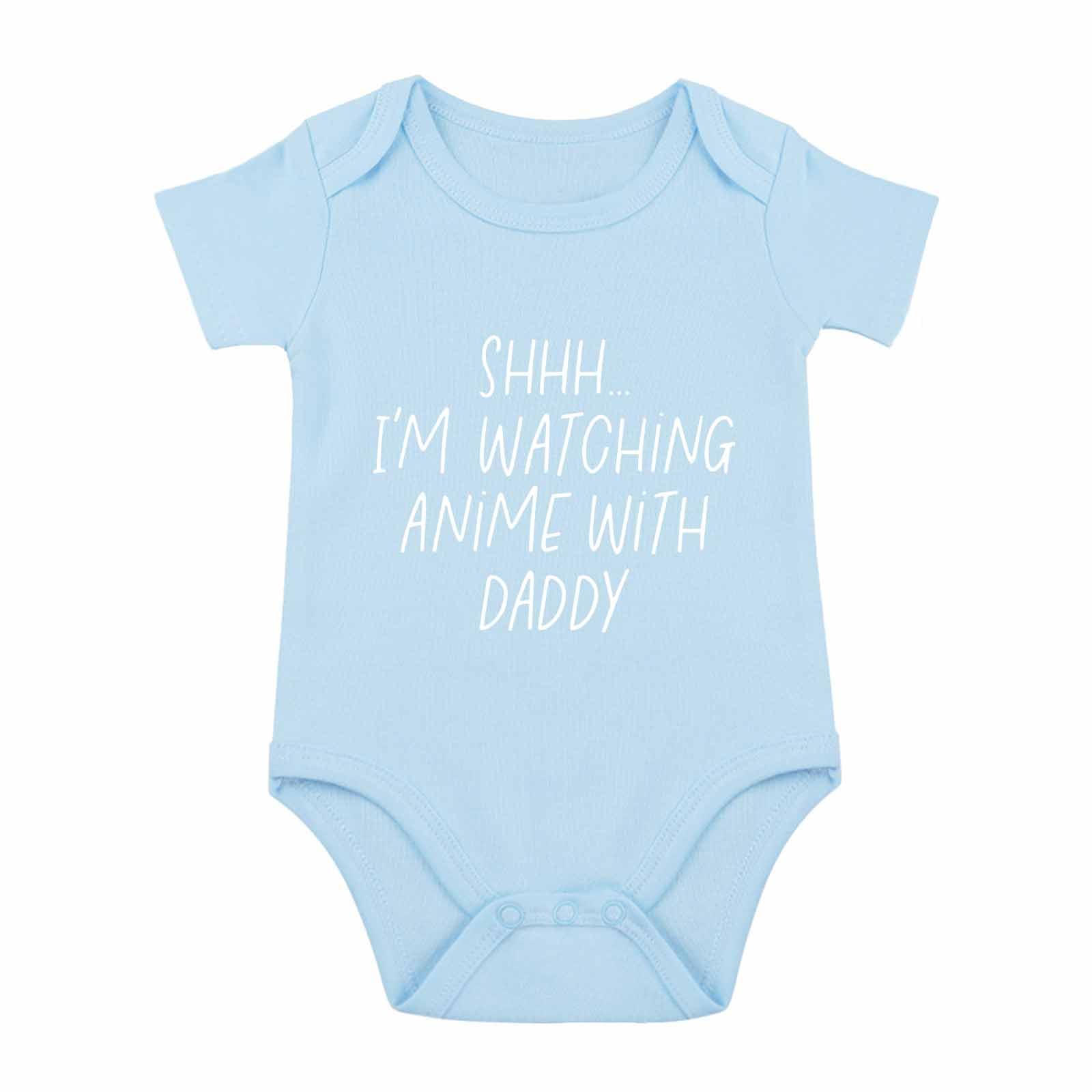 Shh I'm Watching Anime with Daddy Baby Bodysuit Funny Baby Bodysuit Unisex