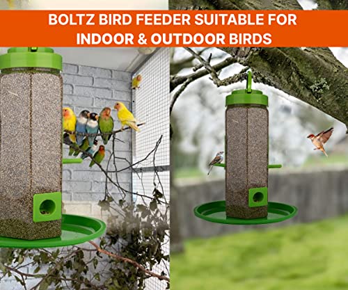 Image of Boltz Bird Feeder, 4 Feed Nozzle, Outdoor Hanging Bird Seed Feeder, Capacity Upto 1 Kg, Bird Feeder for Balcony, Ideal for All Kind and Stages Birds-(Green, Single Pack)