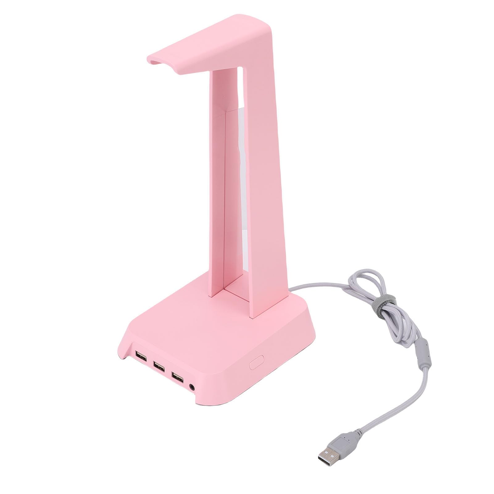 PUSOKEI Supporto per Cuffie da Gioco Multifunzionale |Porta USB Supporto per Cuffie da Scrivania con Illuminazione Colorata per la Casa (PINK)