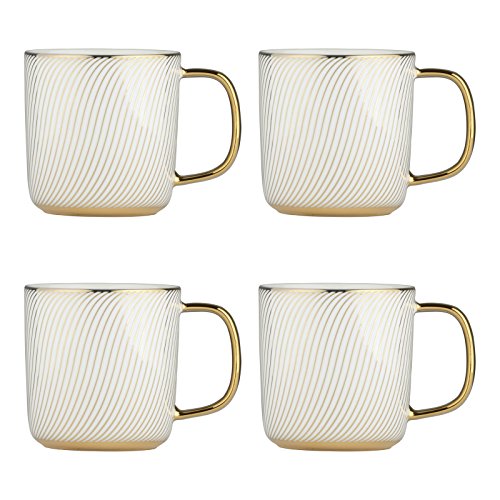 BIA Swirl Mugs Gold, 400ml (13oz), Set of 4