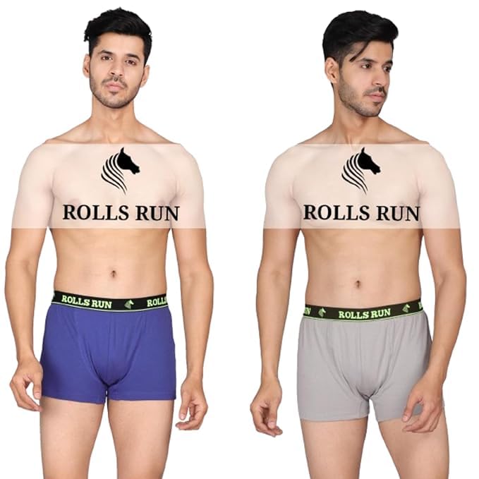 Men's Premium Trunks - 100% Combed Cotton - Anti Bacterial, Colour Fresh, Moisture Wicking, All Day Comfort with Ultrasoft Waistband (Pack of 2) Colour Assorted (Medium)-picture-44