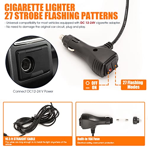 Booyu 28.5" 54Led Double Side Rooftop Emergency Strobe Lights Safety Traffic Advisor Warning Hazard Flashing Light Bar W/ Magnetic Base For Pickup Safety Construction Vehicles Tow Truck (Amber/White) #TOP2