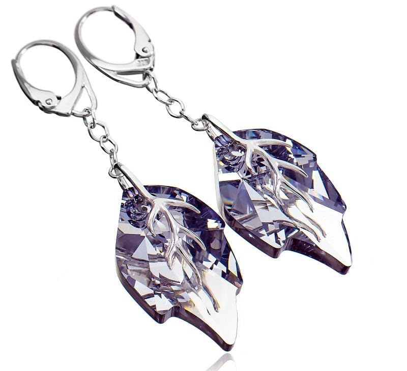 Boucles d'oreilles longues en argent 925 ARANDE et cristaux d'exception