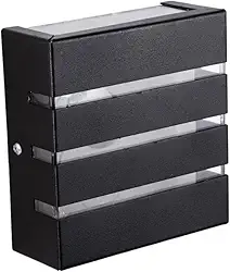 Kit 5 Unid. Arandela de Parede Externa Moderna Slim, 3 Frisos, Metal Preto, Luminária