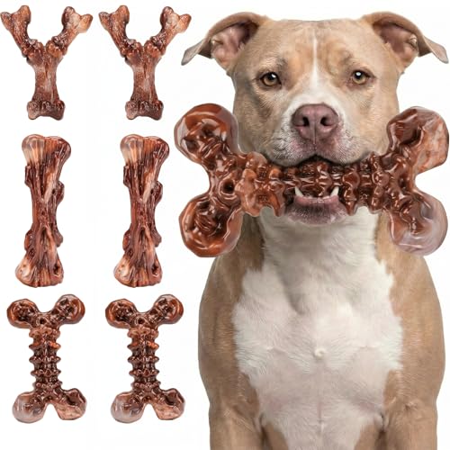Kseroo 6-Pack Bacon Flavored Dog Chew Toys Brown-XL
