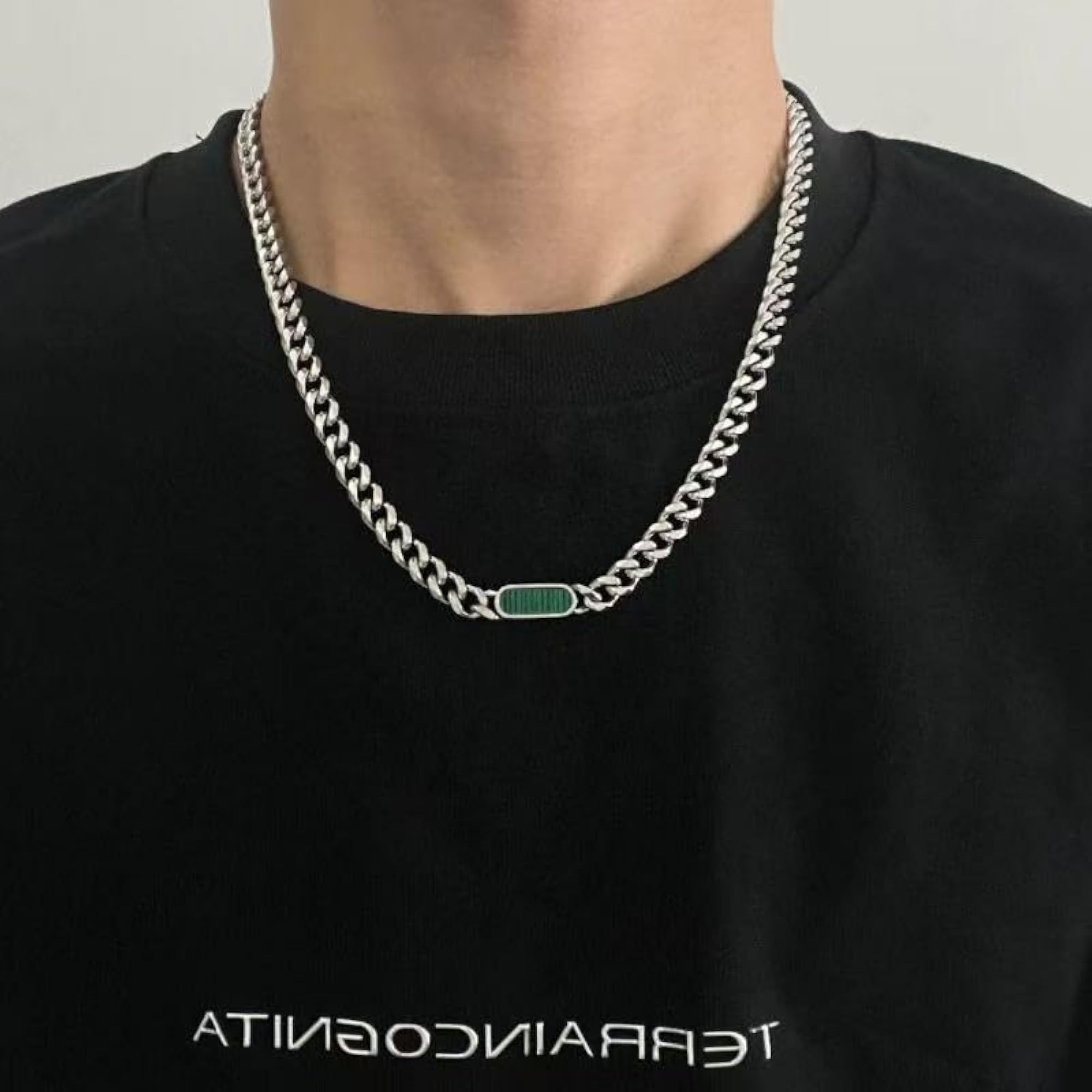 Men's Titan ID Cuban Chain Necklace in Green, Stylish Gift