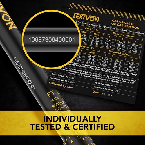 Image of LEXIVON Torque Wrench, 1 /2-Inch Drive, Dual Scale 30-210 FT-LB (40.7-284.7 N.m), Premium Rubber-Grip Handle, Deluxe Hybrid Case (LX-TW12)
