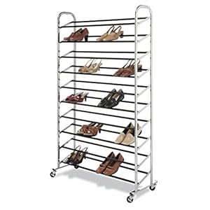 Whitmor 10 Tier Shoe Tower, 50 Pair, Chrome