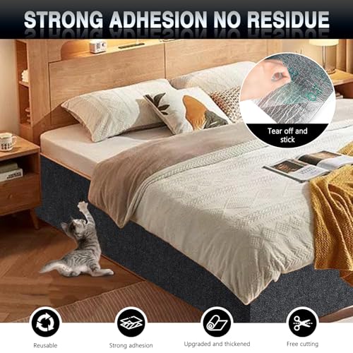 2Pack Total 78.7"x15.8" Cat Scratch Mat for Cat Couch Furniture and Wall Protector | Trimmable Self-Adhesive Carpet Climb Cat Scratcher for Covering Cat Tower and Replacement Pads (Dark Grey) by ZLAFM - Image 4