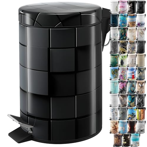 Sanilo Kosmetikeimer 3L mit Absenkautomatik, viele neue Bad Mülleimer zur Auswahl, Abfalleimer mit Innenbehälter für jedes Badezimmer (Cube)