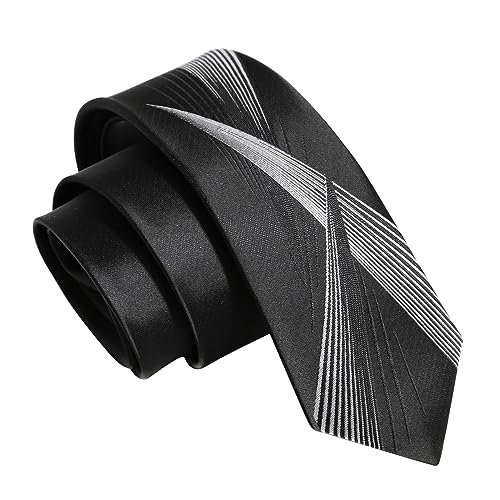 Yongchuantie Fashion 2.36'' Slim Ties for Men Business Casual Wedding Party Necktie 6CM Symmetrical Tie with Gift Box (Black White Geometry)