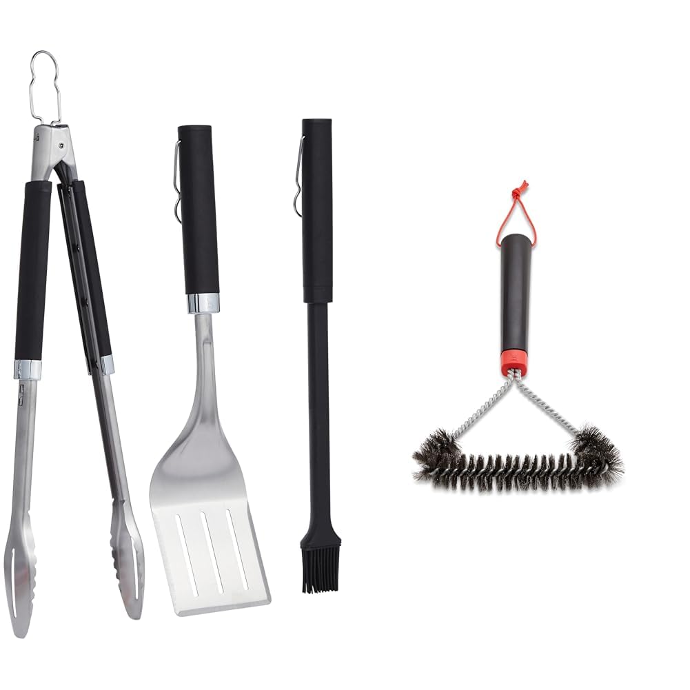 Weber Kit d'ustensiles 3 pièces et brosse de gril barbecue 30 cm