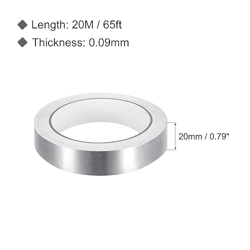 Miniatura 9 de MECCANIXITY Cinta de papel de aluminio, cinta de aluminio de 0.98 pulgadas x 65 pies (1.96 mil), cinta HVAC de alta temperatura, cinta de aluminio